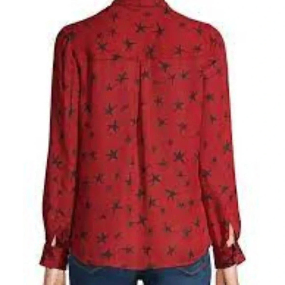 L'AGENCE Mariposa Star-Print  Silk Crossover Blouse S - Picture 2 of 15